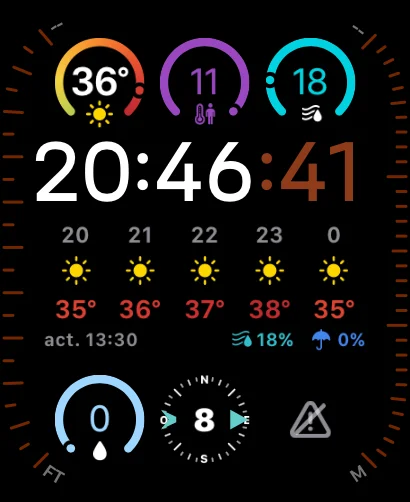 Watch face with Aura complications, hot and clear