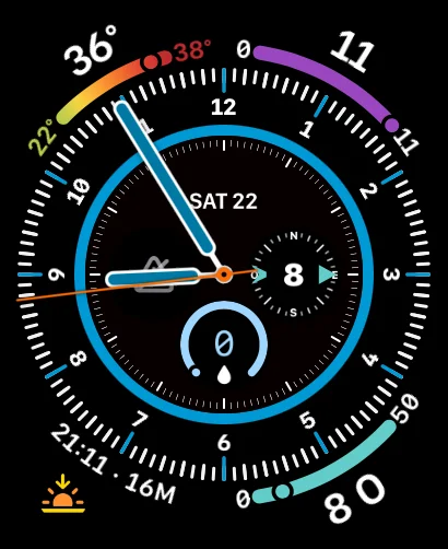 Second watch face, hot and clear
