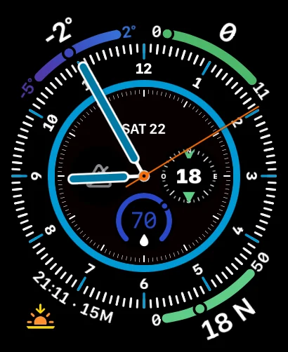 Second watch face, snow at night