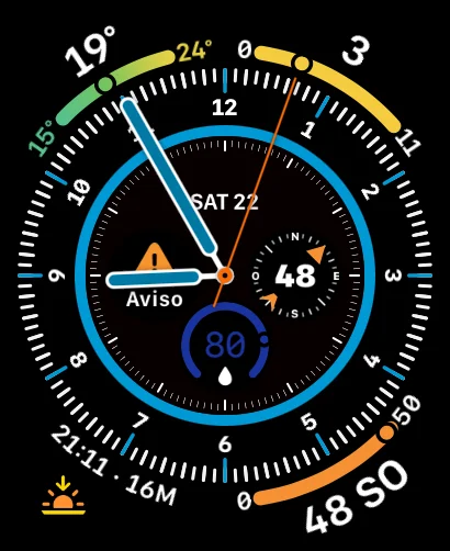 Second watch face, storm and aviso