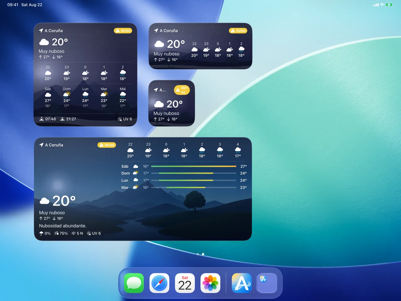 iPad Home Screen with Aura widgets