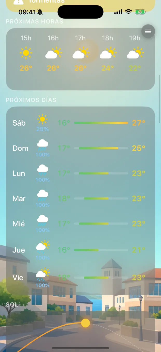 iPhone, hourly strip and seven-day outlook