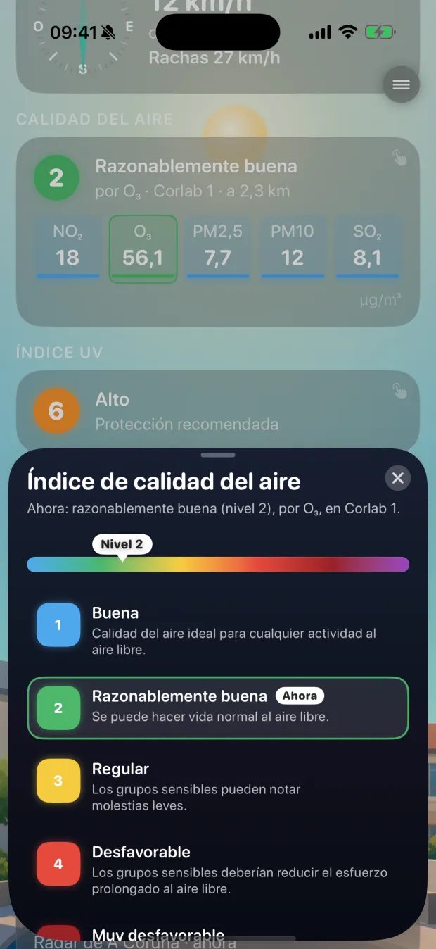 iPhone, air quality by pollutant