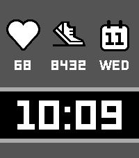 Aura Essential watchface on Pebble Time 2, midnight theme