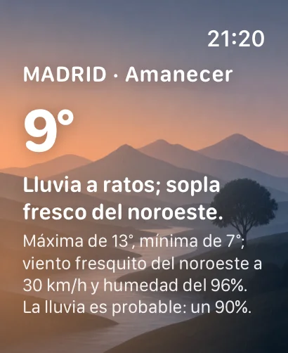 Apple Watch app, rain at dawn