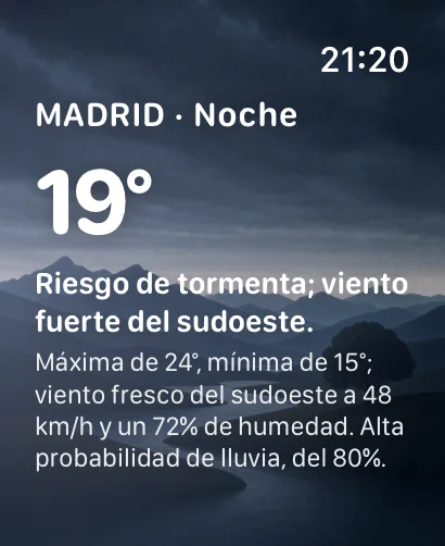 Apple Watch app, storm at dusk