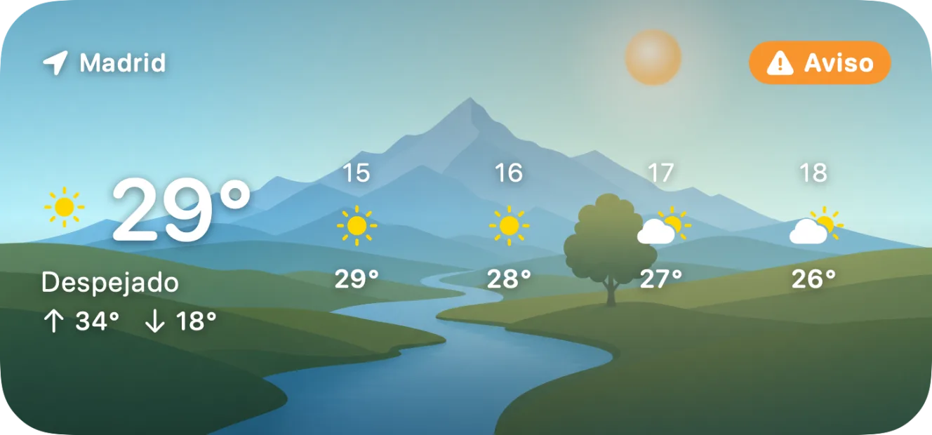 Medium widget, clear day