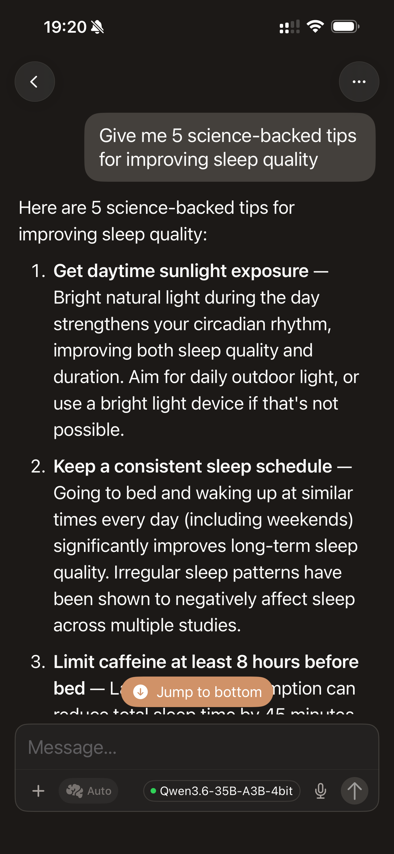 Mira on iPhone — sleep tips