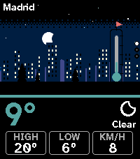 Aura Cityscape Weather, a clear night with lit windows
