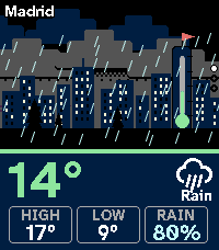 Aura Cityscape Weather, rain at dusk