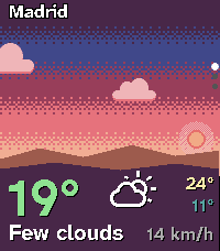 Aura Sky Weather on Pebble Time 2, a golden hour sky